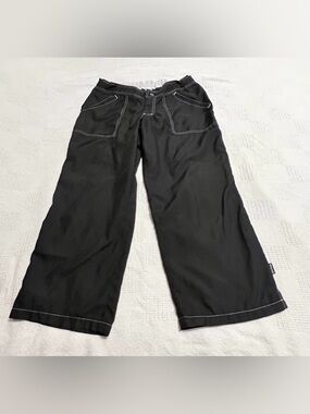 Prana Black Wide-Leg Capris with Contrast Stitching